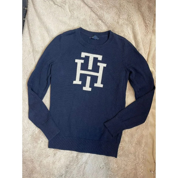 Tommy Hilfiger Sweaters - Tommy Hilfiger Sweater Small Adult Pullover Knit Solid Cotton Womens S TH Blue